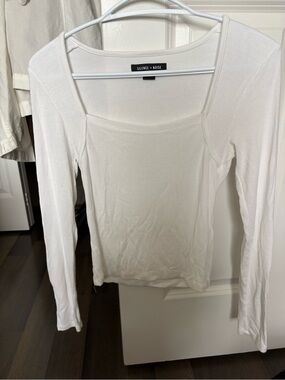 silence + noise (urban outfitters) Cream Square Neck Long Sleeve Top